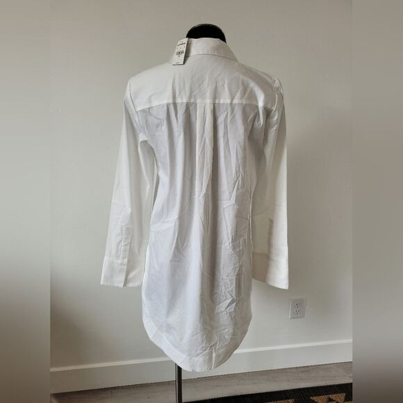 NEW Express White Shirt Dress Tunic Cotton Collared Professional Minimalist XS - Picture 4 of 11